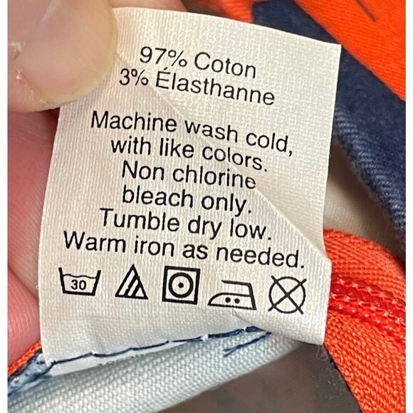 J.Crew stretch short shorts‎ navy blue orange print size 12 women’s - Picture 6 of 6